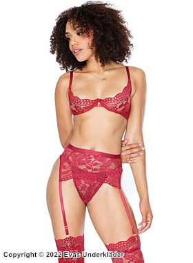 Romantisches Dessous-Set, Stretch-Spitze, Blumen